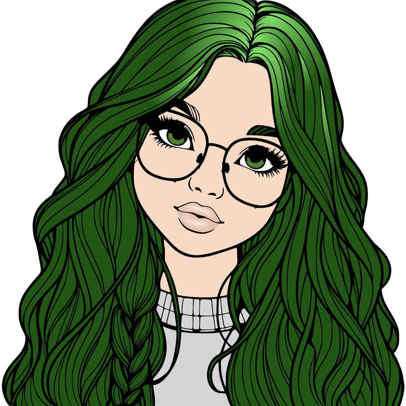 girl with long hair and freckles and glasses realistic