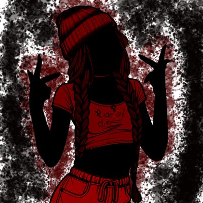 realistic teenage girl with braids and a beanie and crop top doing 🫶🏼