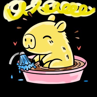 capybara taking a bath