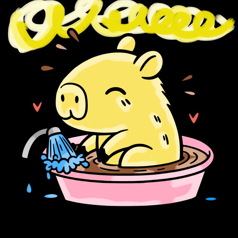 capybara taking a bath