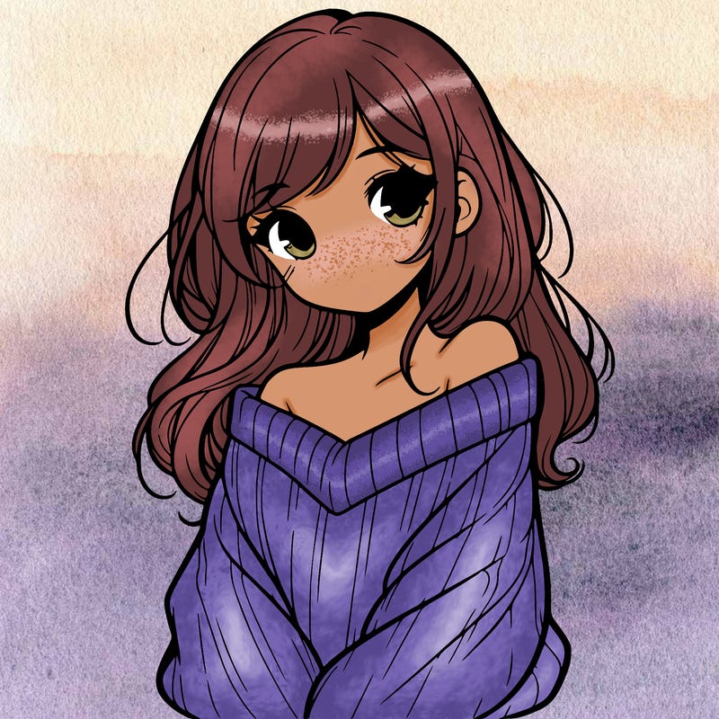 shy pretty girl wearing a sweater that is falling off one shoulder portrait