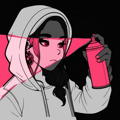 a realistic girl, spray painting