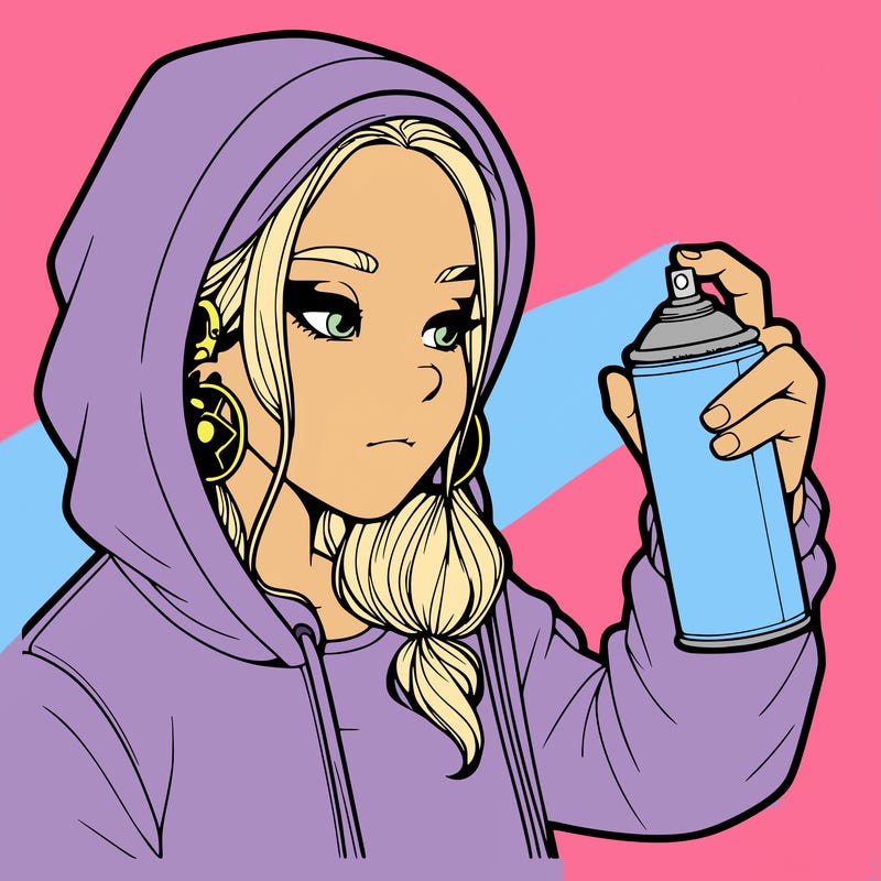 a realistic girl, spray painting