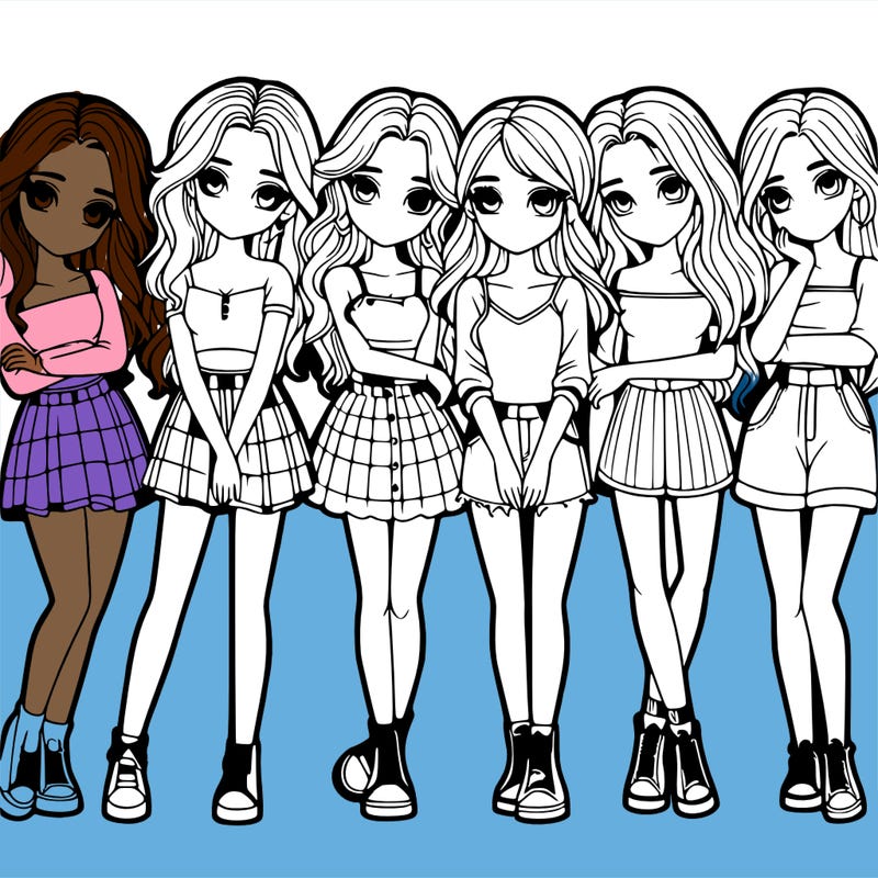 a group of girls realistic