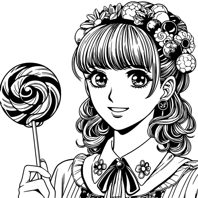 manga character woman candy realistic