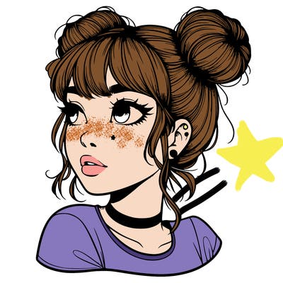 realistic girl with spacebuns