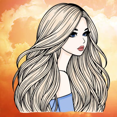realistic girl with long realistic hair