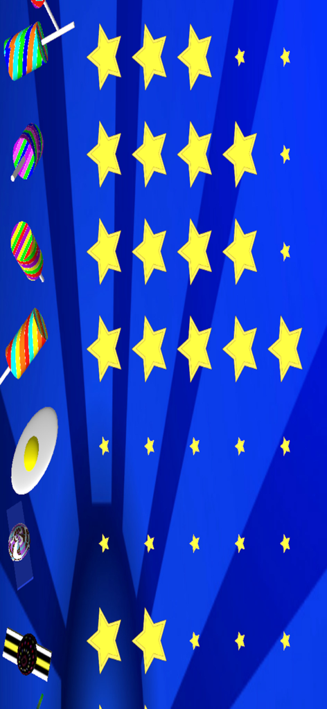 Candy Grabber - Candy Grabber game screen showing a collection of sweets with yellow star ratings on a blue background