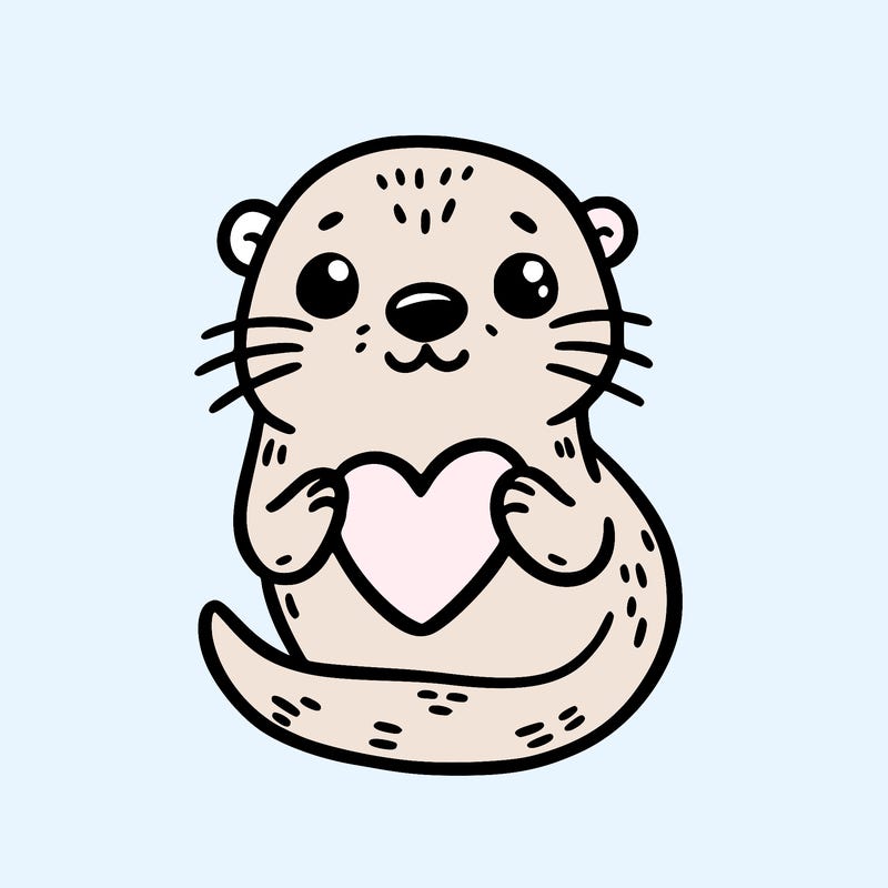 otter with a heart