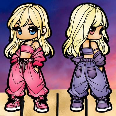 girl in crop top and baggy pants