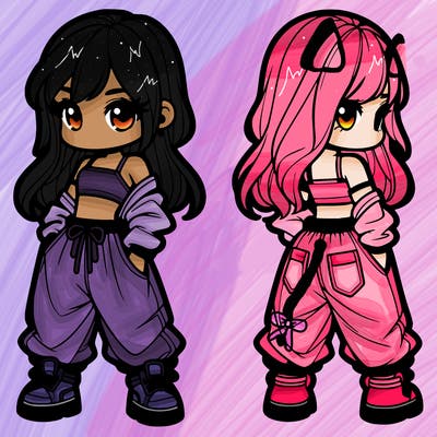 girl in crop top and baggy pants