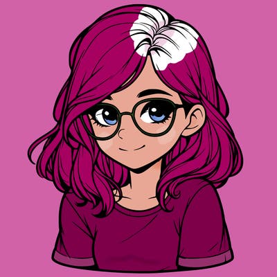 realistic girl with glasses