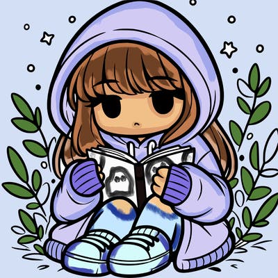 girl in oversized hoodie reading a book