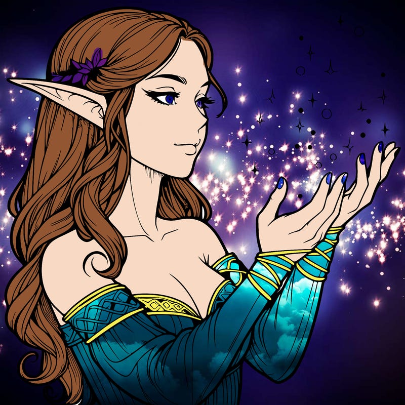 realistic elf girl doing magic