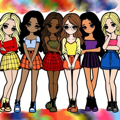 a group of girls realistic