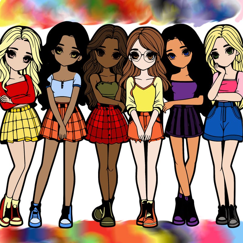 a group of girls realistic