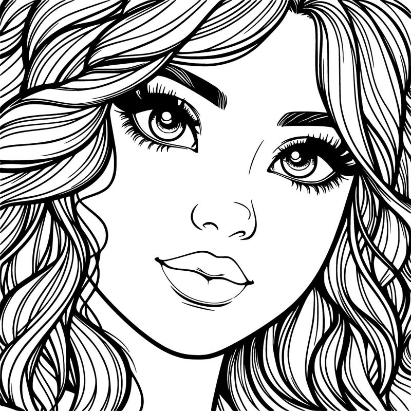 beautiful realistic girl close up to the camera with wavy hair,