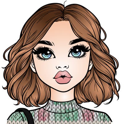 realistic girl with full lips and big eyes