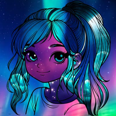 realistic girl with ponytail