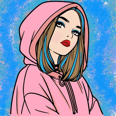 a realistic girl in a hoodie