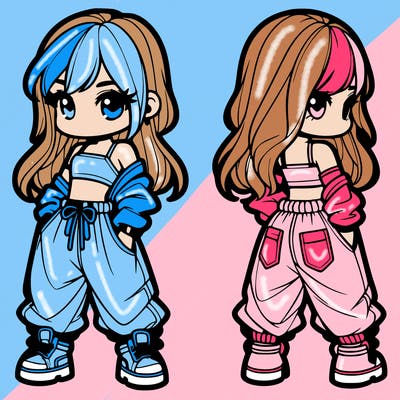 girl in crop top and baggy pants