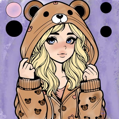 realistic girl in a animal pjs hoodie
