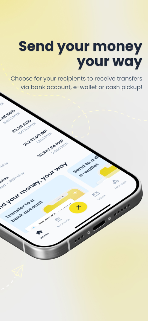 MoneyMatch - MoneyMatch mobile app screen showing international money transfer options and currency rates