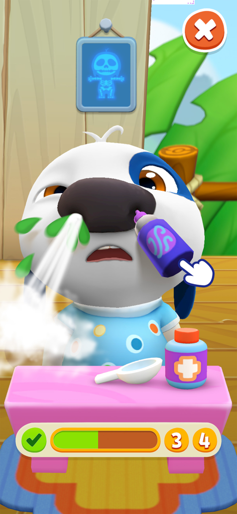 My Talking Hank: Islands - Talking Hank riceve uno spray nasale nel mini-gioco delle cure mediche