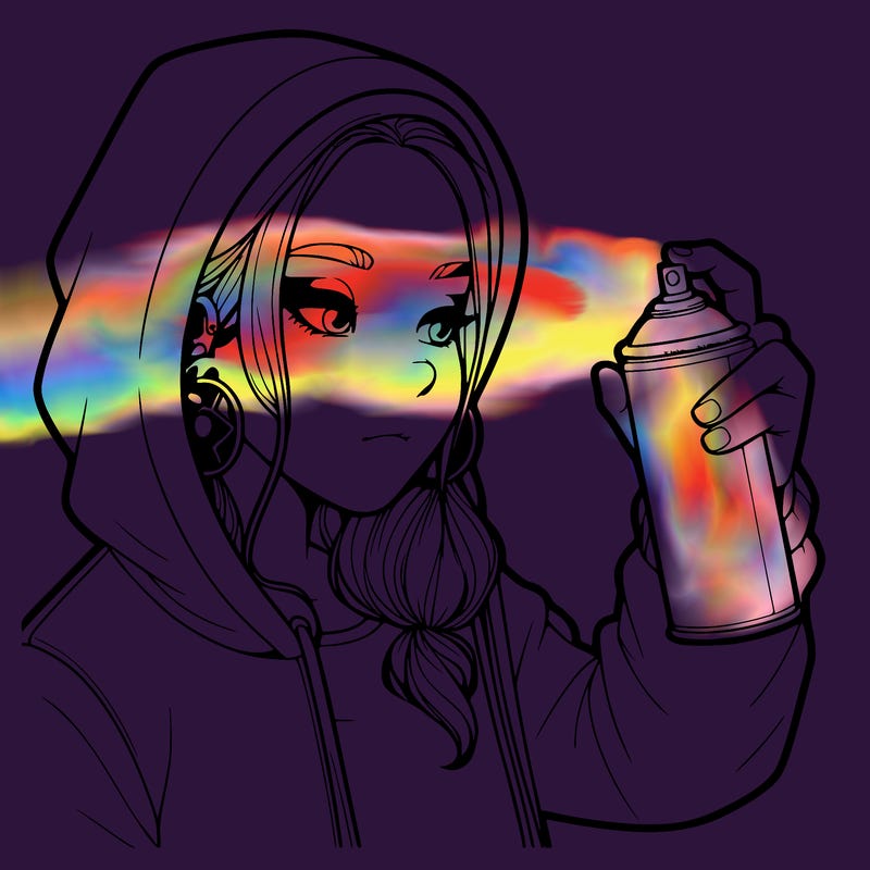 a realistic girl, spray painting