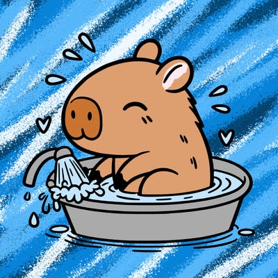 capybara taking a bath