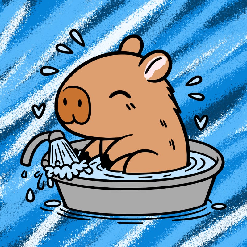capybara taking a bath