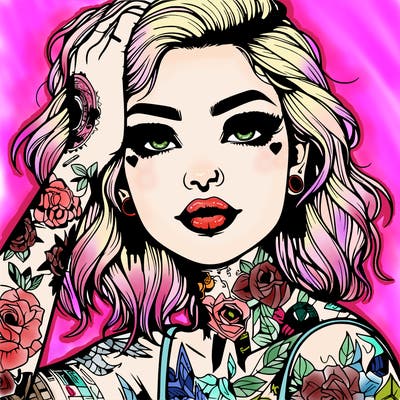 realistic girl with tattoos all over