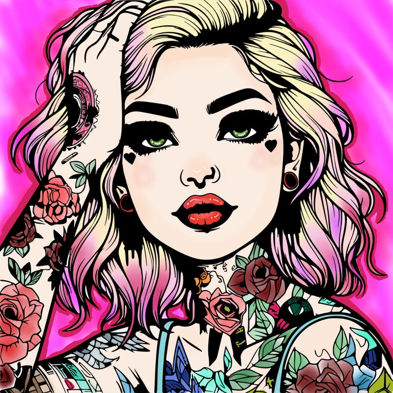 realistic girl with tattoos all over