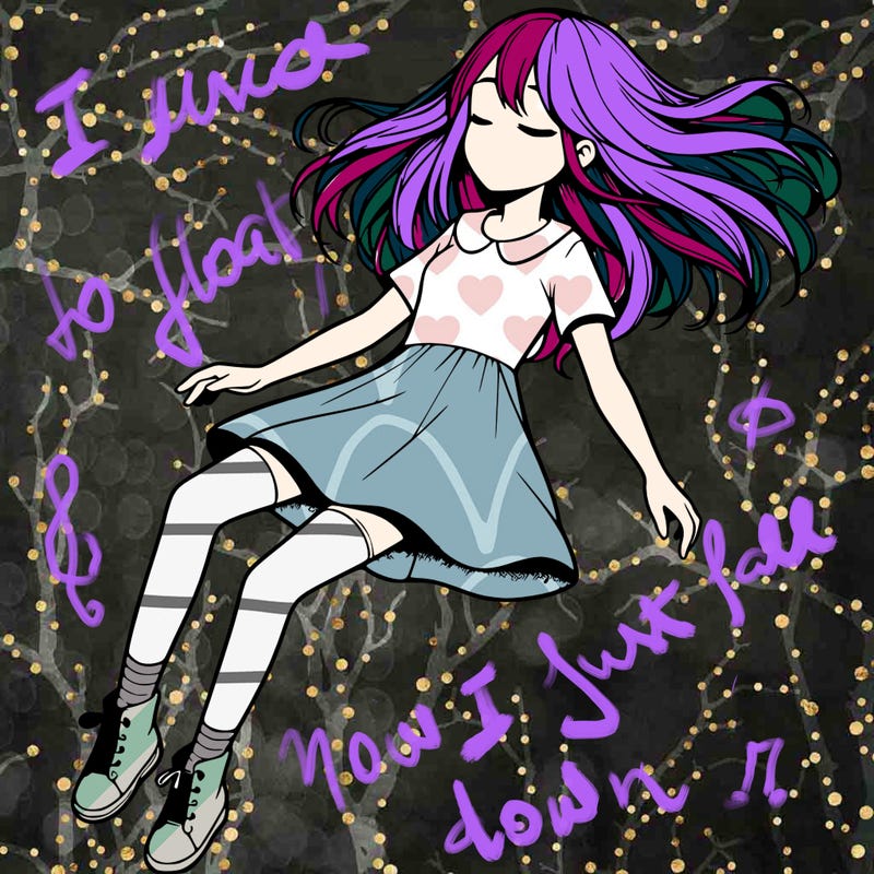 realistic girl floating