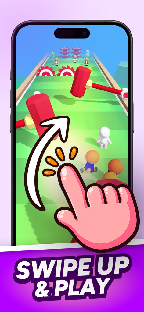 Hoora - Swipe & play fun games - Hoora app interface showing a swipe gesture to play fun mini games