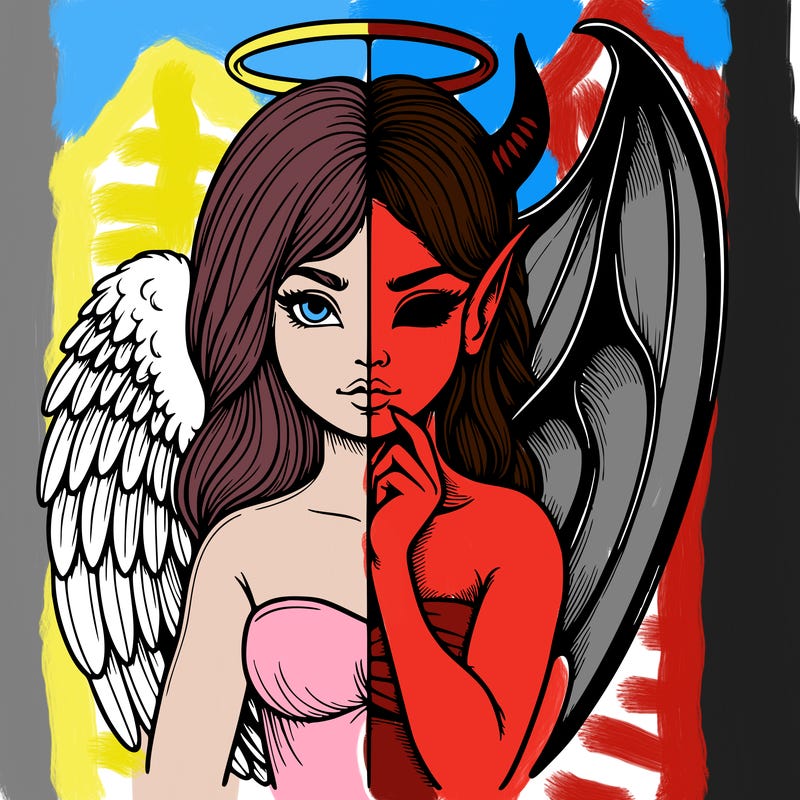 realistic angel half demon