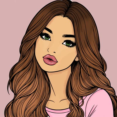 realistic girl with hair on her hair and lips