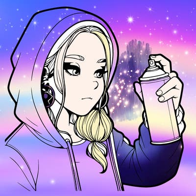 a realistic girl, spray painting