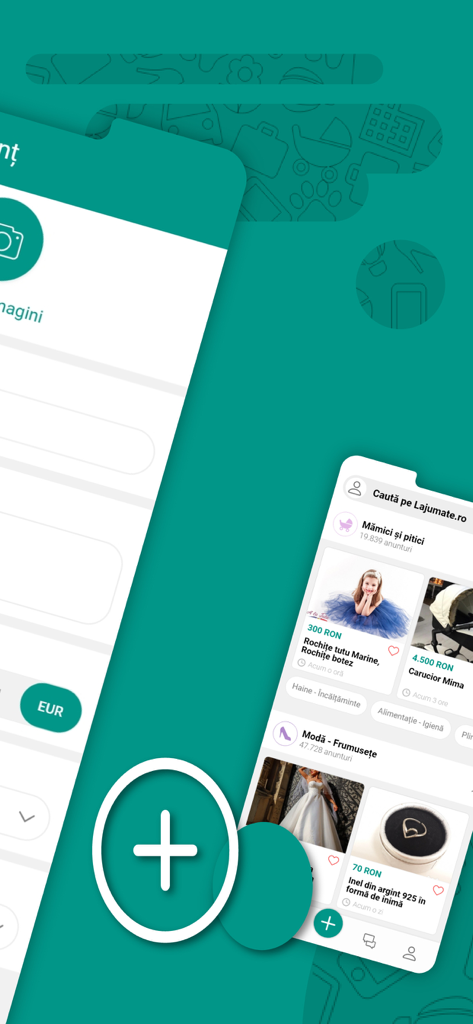 Lajumate.ro - Anunturi Romania - Interface mobile de l'application Lajumate présentant des annonces classées roumaines