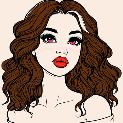 realistic girl with wavy hair and lips