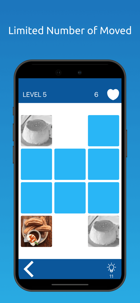 Memory Match : Brain Training - Una pantalla de smartphone que muestra el juego Memory Match con una cuadrícula de cartas y dos imágenes coincidentes de postres reveladas