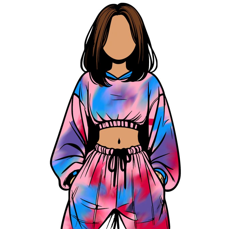 realistic girl faceless with baggy pants and a crop top