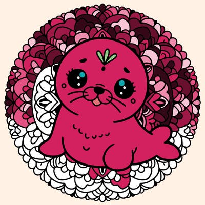 a cute baby seal mandala