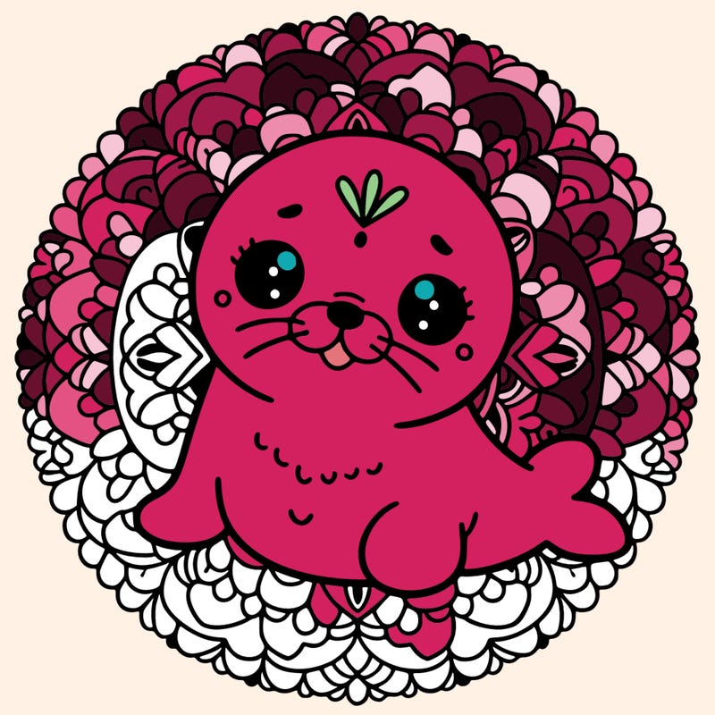 a cute baby seal mandala