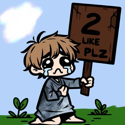 small poor toddler crying with sign that says 2 like plz