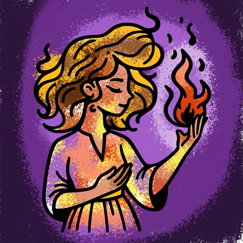 woman with fire