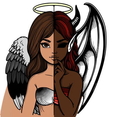 realistic angel half demon