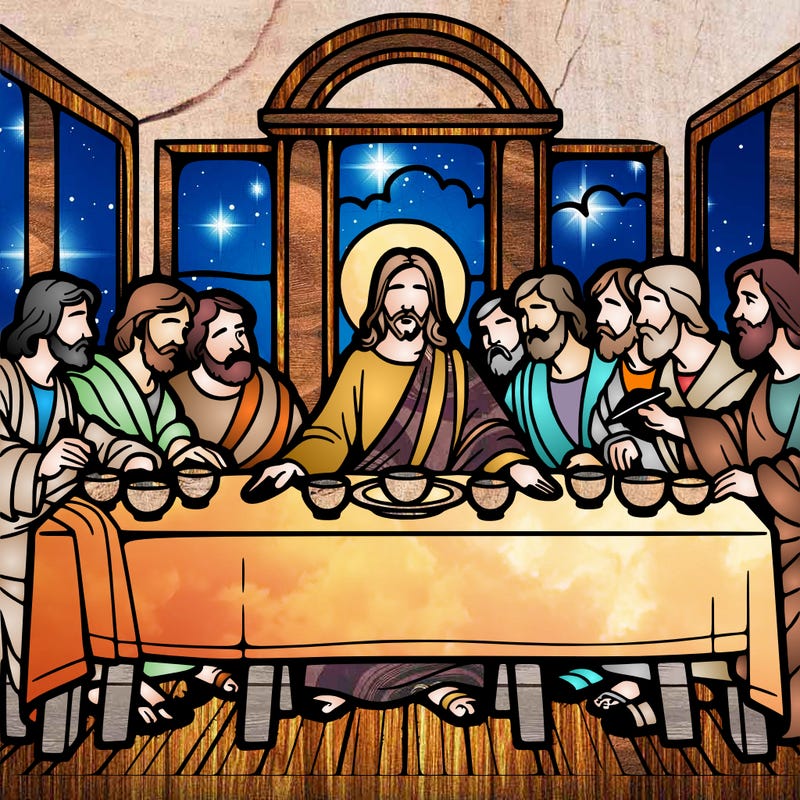 jesus shares the last supper with twelve apostles