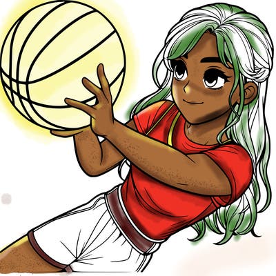 realistic girl playing basketball