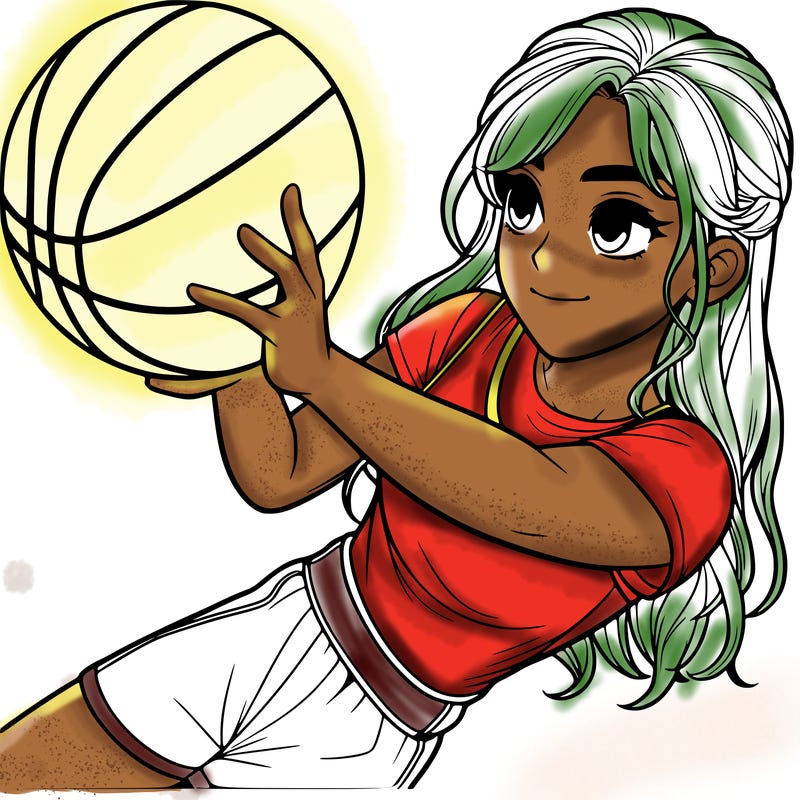 realistic girl playing basketball